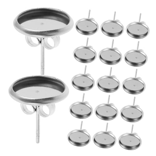 HOMSFOU 180 Stück Teiliges Ohrstecker Edelstahl Cabochon-lünette Schmuckfassung mit Ohrstecker-verschlüssen für DIY Schmuckherstellung Langlebig Leicht Vielseitig von HOMSFOU