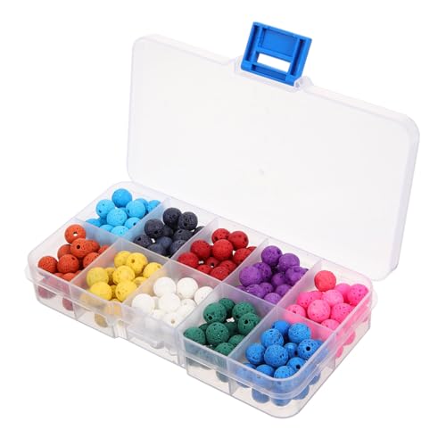 HOMSFOU 180Stücke Lava Perlen Farben Natürliche Steinperlen für Schmuckherstellung DIY Armbänder und Dekorationen Hochwertige Spacer Perlen Vulkanstein von HOMSFOU