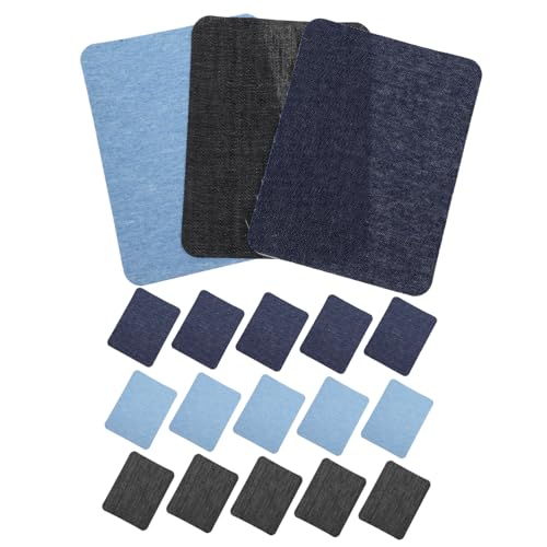 HOMSFOU 18Stücke Aufbügelbare Denim Patches Selbstklebende Flicken für Kleidung Jeans und DIY Projekte Reparatur und Dekorationslösung für Kleine Kleidungsstücke HOMSFOU 18Stücke Aufbügelbare Denim Patches Selbstklebende Flicken für Kleidung Jeans und DIY Projekte Reparatur und Dekorationslösung für Kleine Kleidungsstücke von HOMSFOU