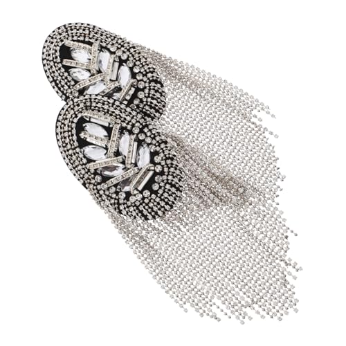 HOMSFOU 1Paar Silberne Quaste Schulterklappen Mit Strass Für Anzüge Schulterabzeichen Für Leicht Design Und Charmantem Look Für Besondere HOMSFOU 1Paar Silberne Quaste Schulterklappen Mit Strass Für Anzüge Schulterabzeichen Für Leicht Design Und Charmantem Look Für Besondere von HOMSFOU