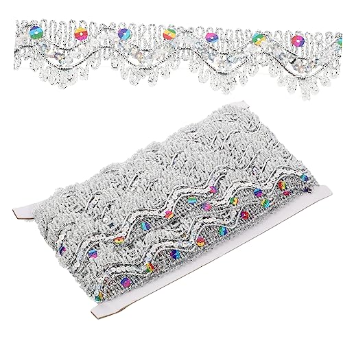 HOMSFOU 1Rolle Glitzernde Pailletten Bordüre Austauschbare Kostümverkleidung für DIY Projekte Silberne Spitzenborte für Kleider Röcke Taschen und Mehr für Kunsthandwerk HOMSFOU 1Rolle Glitzernde Pailletten Bordüre Austauschbare Kostümverkleidung für DIY Projekte Silberne Spitzenborte für Kleider Röcke Taschen und Mehr für Kunsthandwerk von HOMSFOU