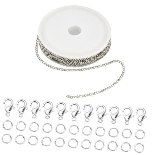 HOMSFOU 1Satz DIY Halskette Mit Hummerschließen Verknüpfungskette Für Schmuckherstellung Silberne Kette Mit Offenen Ringen Für Bastelprojekte HOMSFOU 1Satz DIY Halskette Mit Hummerschließen Verknüpfungskette Für Schmuckherstellung Silberne Kette Mit Offenen Ringen Für Bastelprojekte von HOMSFOU