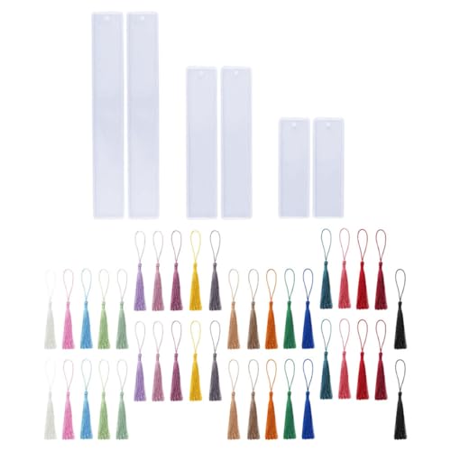 HOMSFOU 1Satz DIY Lesezeichen Silikonformen Set mit Quasten Teilig für Epoxidharz Gießen Kreative Bastelideen Glatte Oberfläche Leicht zu Reinigen für Designs von HOMSFOU