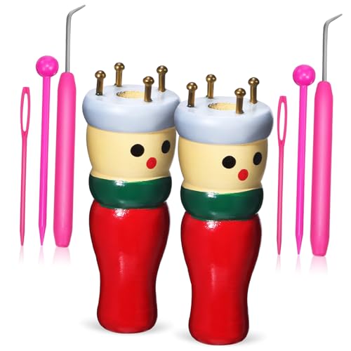 HOMSFOU 1Satz Holz Strickpüppchen mit Zubehör Multifunktionale Strickmaschine für Junge Mädchen DIY Strickspielzeug Inklusive Accessoires für Basteln und Lernen von HOMSFOU