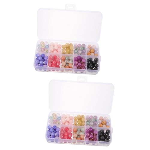 HOMSFOU 2 Boxen Bunte Glasperlen für Schmuckherstellung Runde Lose Perlen für Diy Armbänder und Ohrringe für Kreative Bastelprojekte von HOMSFOU