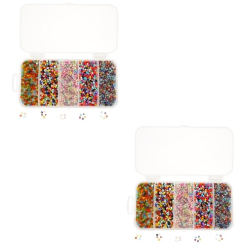 HOMSFOU 2 Boxen Kleine Glasperlen für Diy Schmuckherstellung Bunte Bastelperlen Fächrigem Behälter für Armbänder und Kreative Dekorationen von HOMSFOU