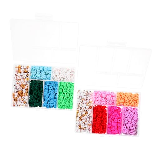 HOMSFOU 2 Boxen Polymer Clay Perlen Teilig DIY Schmuck Perlen Flach Langlebige Spacer Beads für Armbänder Halsketten Basteln Sicherer Komfortabler Schmuckzubehör für Kreative von HOMSFOU