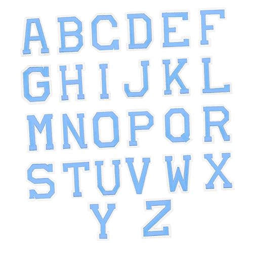 HOMSFOU 2 Buchstaben Stoff aufkleber Aufnäher nähen Stickbuchstaben Tuch Brief blaue Buchstabenflecken groß Stoff Patch Kleidungsflicken -Patches Aufnäher für Jeans Himmelblau von HOMSFOU