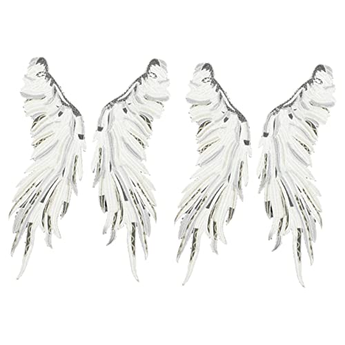HOMSFOU 2 Paare Bestickte Flügel Applikationen Graue Engelsflügel Spitzenapplikation Dekorative DIY Kleidungspatches für Pullover Kleider Taschen für Persönliche Stilgestaltung von HOMSFOU