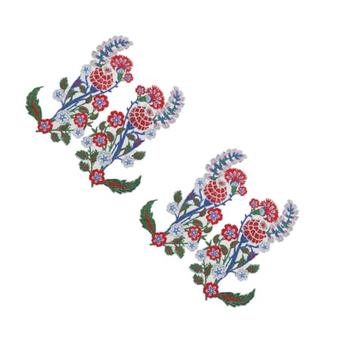 HOMSFOU 2 Paare Blumen Patch Stickerei Aufnäher Flicken für Kleidung Taschen und Diy Projekte Leicht Anzubringen und für Kreative Verschönerungen von HOMSFOU