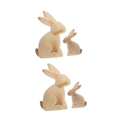 HOMSFOU 2 Paare Diy Malerei Holz Tier Deko Kaninchen Embryo Holzfiguren für Kreative Bastelprojekte Unvollendete für Büro Zuhause und Fotorequisiten von HOMSFOU