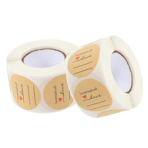 HOMSFOU 2 Rollen Aufkleber für Backetiketten hausgemachte Etiketten Backsiegel-Etikettenaufkleber Kraft-Tag-Aufkleber Etiketten zum Backen von Aufklebern Kraftpapier Hellbraun von HOMSFOU