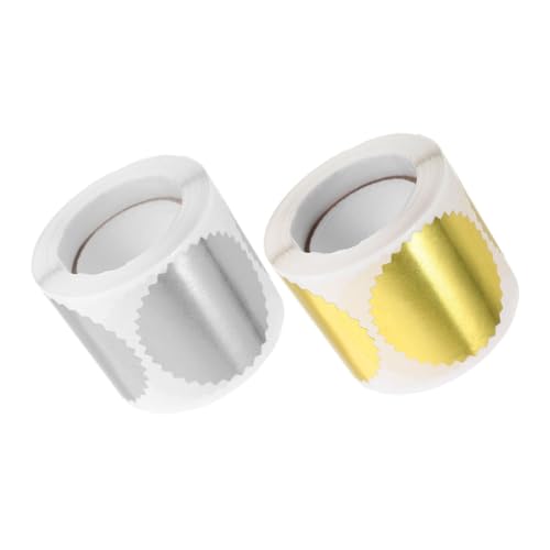 HOMSFOU 2 Rollen Ausrüstungsaufkleber Geprägte Goldfolienaufkleber Prägemünze Prägestempel Glaubensaufkleber Aus Goldfolie Notarbedarfsset Prägeaufkleber Unterlage Aus Pergaminpapier von HOMSFOU