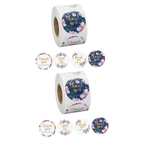HOMSFOU 2 Rollen Dankeschön Aufkleber Selbstklebende Sticker für und Verpackungen Vielseitig Einsetzbar für Kekse Süßigkeiten und Dekoration Versiegeln von Umschlägen für Kreative von HOMSFOU