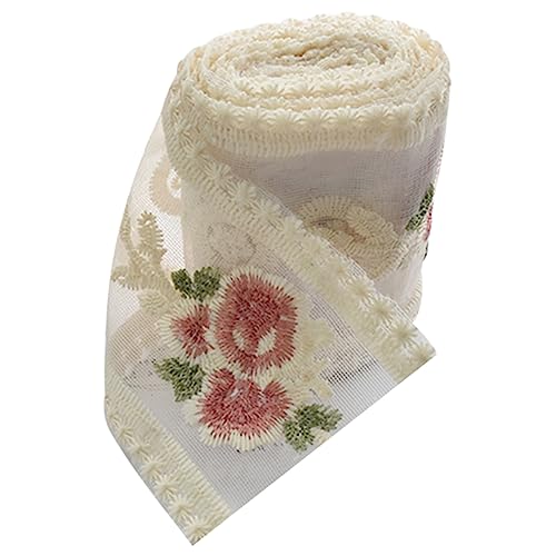HOMSFOU 2 Rollen Diy Spitzenband mit Stickerei Rosenblumen Lace Ribbon für Haaraccessoires Bastelarbeiten und Bekleidungsdekoration für Handgemachte Projekte und Gestaltungen von HOMSFOU