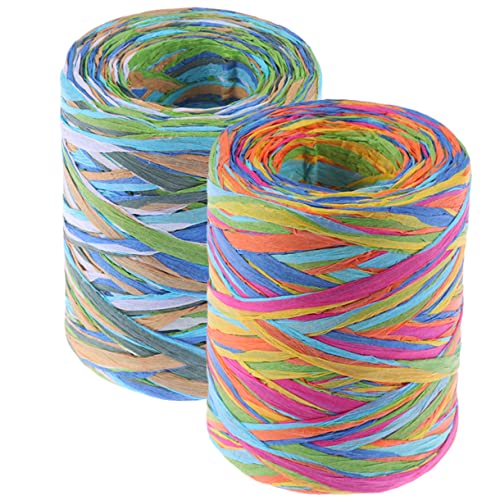 HOMSFOU 2 Rollen Farbe Bast Wickelband farbiges Bastband Geschenkband Band zum Verpacken Bastband natur handgewebtes Band Bastbänder Packungsbänder Bänder aus Bastpapier Bastpapierband HOMSFOU 2 Rollen Farbe Bast Wickelband farbiges Bastband Geschenkband Band zum Verpacken Bastband natur handgewebtes Band Bastbänder Packungsbänder Bänder aus Bastpapier Bastpapierband von HOMSFOU