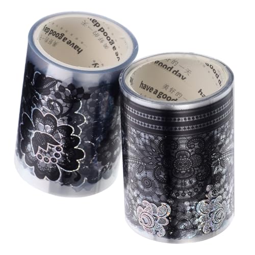 HOMSFOU 2 Rollen Filigranes Pet klebeband mit Spitze und Silberner Prägung Vielseitiges Dekoratives Bastelband für Geschenkverpackung Scrapbooking Handarbeit und DIY projekte von HOMSFOU