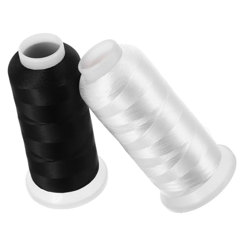 HOMSFOU 2 Rollen Glattes Polyester für Stickmaschinen Hochgeschwindigkeits Polyesterfäden für Näh und Quilting Projekte Kompatibel mit Verschiedenen Stoffen von HOMSFOU