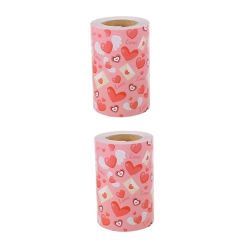 HOMSFOU 2 Rollen Herz-Rahmen-Aufkleber Pinnwand Dekoration Sammelalbum aus scheckheft scrabbook party decoration fensterdeko Bordranddekoration Rahmen für Pinnwände Papier Rosa von HOMSFOU
