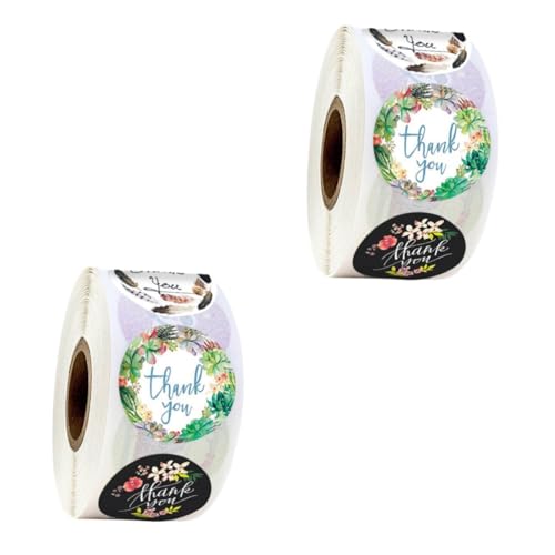 HOMSFOU 2 Rollen Roll mit Dankeschön Sticker im Blumenmuster Selbstklebende Etiketten für Diy Backen und Verpackungen für Partys und von HOMSFOU