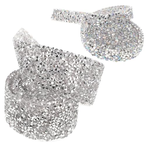 HOMSFOU 2 Rollen Selbstklebendes Strassband Glitzer dekoband für Kleidung DIY Basteln Zuschneidbar Extra Stark Haftend Geeignet für Geschenk Auto Hochzeit Festtagsdeko von HOMSFOU