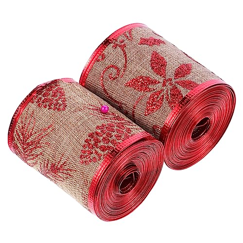 HOMSFOU 2 Rollen Weihnachtliche Dekorationsbänder Yards DIY Geschenkverpackungsbänder aus Hochwertigem Leinenimitat Vielseitig für Weihnachtsbaum Party und Geschenke Geeignet HOMSFOU 2 Rollen Weihnachtliche Dekorationsbänder Yards DIY Geschenkverpackungsbänder aus Hochwertigem Leinenimitat Vielseitig für Weihnachtsbaum Party und Geschenke Geeignet von HOMSFOU