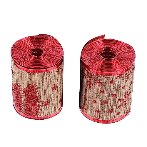 HOMSFOU 2 Rollen Weihnachts Deko Band Breites DIY Schleifenband Leinenoptik mit Goldprägung Vielseitig für Geschenkverpackung Partydeko Blumensträuße Weihnachtsbaum Geeignet HOMSFOU 2 Rollen Weihnachts Deko Band Breites DIY Schleifenband Leinenoptik mit Goldprägung Vielseitig für Geschenkverpackung Partydeko Blumensträuße Weihnachtsbaum Geeignet von HOMSFOU