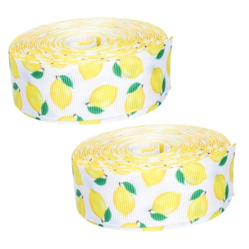 HOMSFOU 2 Rollen Zitronen-dekobänder mit Drahtkante Polyester Früchtemotiv Vielseitig für Geschenkverpackung Frühlings Sommerdeko Kränze Blumenarrangements Haarschleifen DIY Bastelprojekte von HOMSFOU
