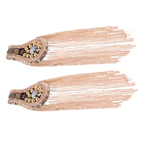 HOMSFOU 2 STÜCK Goldene Epauletten mit Quasten Nickelfreie Legierte Schulterklappen Modische Fransen dekoration für Schuhe Hüte und Blazer Vielseitige Accessoires für Alltag und von HOMSFOU