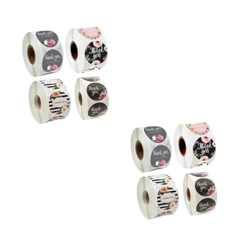 HOMSFOU 2 Sätze Blumen Dankeschön Aufkleber Selbstklebende Dekorationsetiketten Für Diy Verpackungen Und Bastelprojekte Mit Etiketten Kraftpapier Wiederablösbar Praktische 4 Rollen * 2 von HOMSFOU