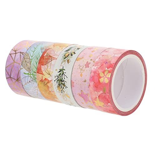 HOMSFOU 2 Sätze Blumen Goldfolie Washi Klebeband Dekoratives Masking Tape Für Scrapbooking Diy Kunst Handwerk Tagebuch Dekoration Handreißbar Für Kreative Projekte 6 Rollen * 2 von HOMSFOU