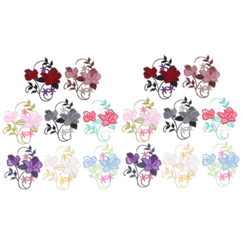 HOMSFOU 2 Sätze Blumen Stickerei Stoff Aufkleber Für Blumen- Party Hochzeit Patch Applikationen Bestickt Nähen Flecken Drinnen Dekoration Stickkleber Stoffzubehör 8 Stück * 2 von HOMSFOU