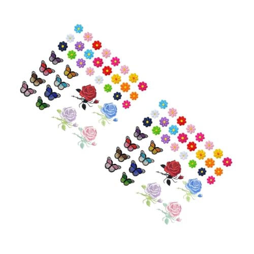 HOMSFOU 2 Sätze Butterfly Flower Patches Teiliges Bestickte Aufnäher Für Kleidung Taschen Hüte Diy Projekte Hautfreundlich Und Langlebig Zum Dekorieren Und Reparieren 36 Stücke * 2 von HOMSFOU