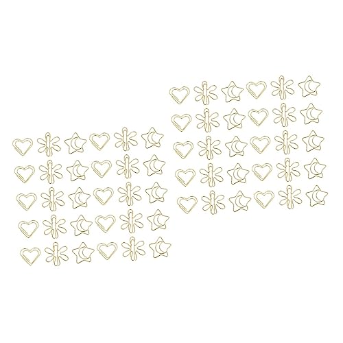 HOMSFOU 2 Sätze Dekorative Büroklammern Herz Blume Und Sternform Goldene Metallklammern Für Bürobedarf Und Kreative Projekte Langlebig Und Vielseitig Einsetzbar 30 Stück * 2 von HOMSFOU