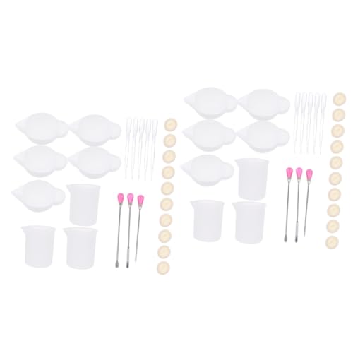 HOMSFOU 2 Sätze Diy Epoxidharz Mischset Teiliges Zubehör mit Messbechern Rührstäbchen und Tropfern für Einfache und Präzise Harzherstellung von HOMSFOU