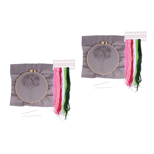 HOMSFOU 2 Sätze Diy Stickset für Handarbeiten Material für Blumenmuster Stickrahmen Nadel Bunter für Diy Enthusiasten von HOMSFOU