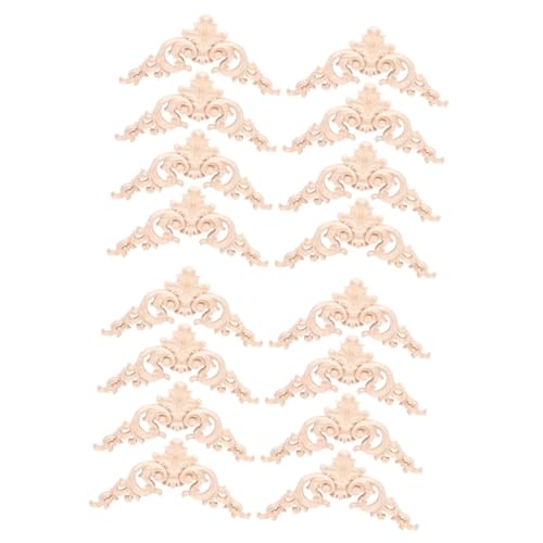 HOMSFOU 2 Sätze Eckblume Aus Massivholz Handwerkliche Form Retro Geschnitzte Abziehbildblume Möbeleckapplikationen Akzente Rand Für Blumen- Aufwendig Unbemalt Hölzern Beige 8 Stücke * 2 von HOMSFOU
