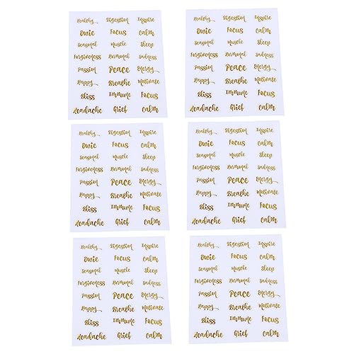 HOMSFOU 2 Sätze Goldene Buchstabenaufkleber Für Ätherische Öle Etiketten Für Ölflaschen Selbstklebende Dekorationsetiketten Beschriftung Für Flaschen Und Gläser 6 Blätter * 2 von HOMSFOU