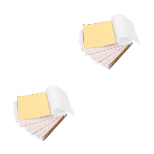 HOMSFOU 2 Sätze Goldfolie Metallic Karton Folienkarton Bastelfolie Metallblätter Metallic Seidenpapier Metallic Origami Papier Deko Flocken Folienflocken Eloxiertes 100 Stück * 2 von HOMSFOU