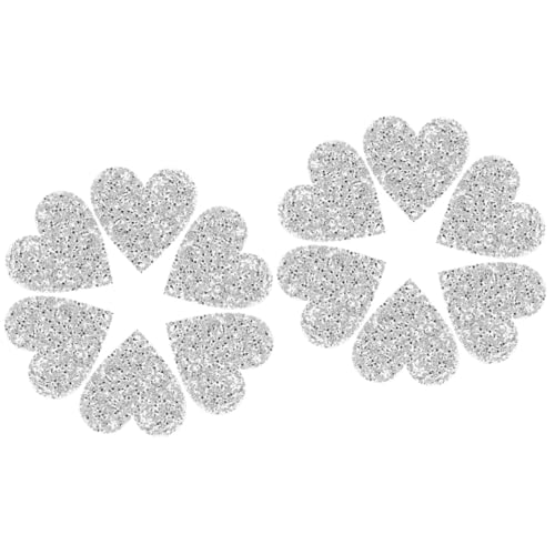 HOMSFOU 2 Sätze Herz Strass Applikationen Zum Aufbügeln Dekorative Diy Patches Für Kleidung Taschen Hüte Und Schuhe Silberne Herzen Zum Reparieren Und Verschönern 6 Stück * 2 von HOMSFOU
