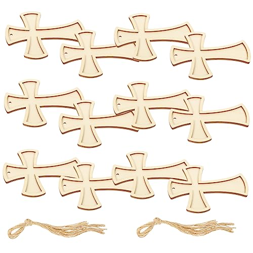 HOMSFOU 2 Sätze Holzanhänger dankbar Scheibe unvollendet groß Cross Home Decor kreuzen Holzdeko Holzornamente Holzhandwerk DIY Holzkreuz DIY leere Holzspäne DIY-Gemäldedekoration Hölzern von HOMSFOU