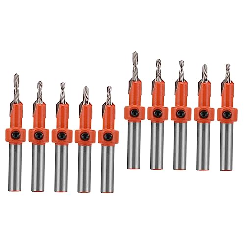 HOMSFOU 2 Sätze Holzbohrer Versenken Senkbohrer Holzbearbeitung Fase Schalter Schlüssel Sechskantbohrer Senkerbohrer Konischer Bohrer Hochgeschwindigkeitsstahl Orange 5 Stück * 2 von HOMSFOU