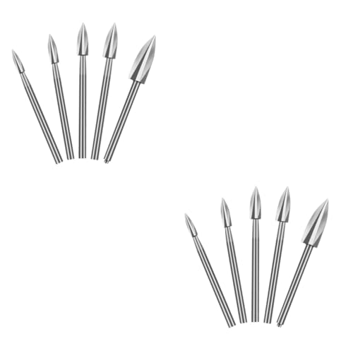 HOMSFOU 2 Sätze Holzgravurbohrer Holzbearbeitung Drill -kit Bausatz Schnitzel-kit Werkzeug Holzschnitzbohrer Bohrhammer Steinbohrer Bohrer Für Holz Weißer Stahl Silber 5 Stück * 2 von HOMSFOU