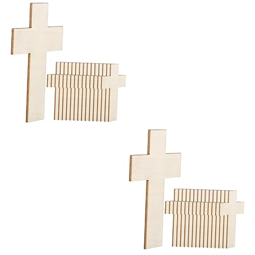 HOMSFOU 2 Sätze Holzspäne Ausgeschnitten Ornament Geformt Kreuze Zum Basteln Kreuzen Mini-kreuz-anhänger Kleine Kreuzanhänger Leere Kreuzförmige Holzscheiben Kreuzausschnitte 20 Stück * 2 von HOMSFOU