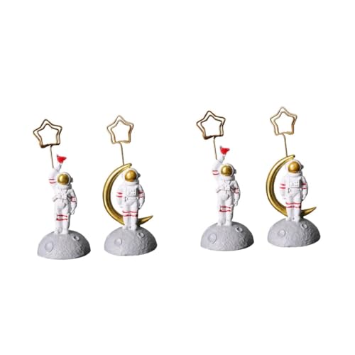 HOMSFOU 2 Sätze Kreative Astronauten Figur Resin Tischdeko Als Kartenhalter Und Schreibtischornament Für Raumthemen Dekoration Zufällige Farben Gold 2 Stücke * 2 von HOMSFOU
