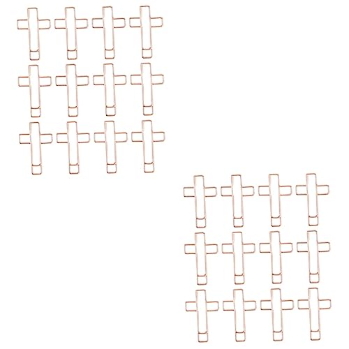 HOMSFOU 2 Sätze Kreuzclip Bibelclips Kleine Büroklammern Beschichtet Büroklammer-lesezeichen Papierklemmen Rosegoldene Büroklammern Kreuz Büroklammern Journaling-clips Metall 12 Stücke * 2 von HOMSFOU