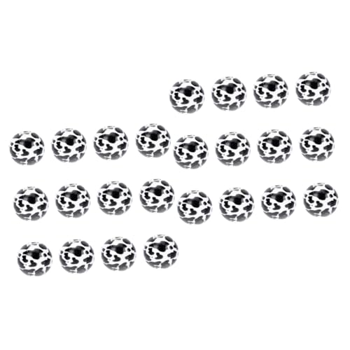 HOMSFOU 2 Sätze Kuhmuster Holzperlen Für Diy Schmuckherstellung Runde Beads Mit Durchgangsloch Für Armbänder Und Schlüsselanhänger Bastelzubehör Für Kreative Projekte 100 Stück * 2 von HOMSFOU