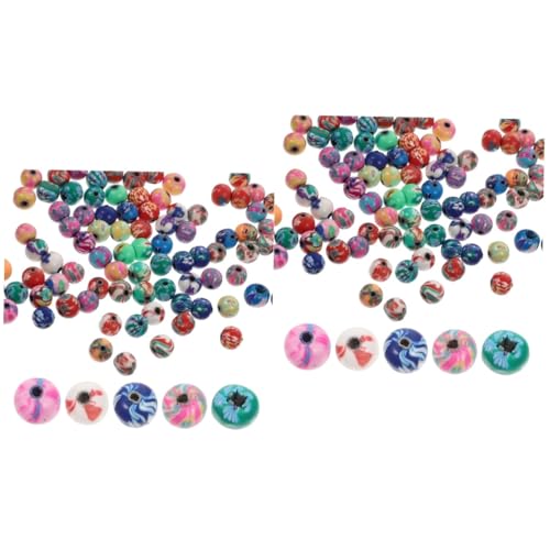 HOMSFOU 2 Sätze Lose Perlen Zum Basteln Ton Polymerperlen Tonperlenstränge Perlen Für DIY Runde Perlen Bastelperlen DIY Schmuck Bastelperlen 100 Stück * 2 von HOMSFOU