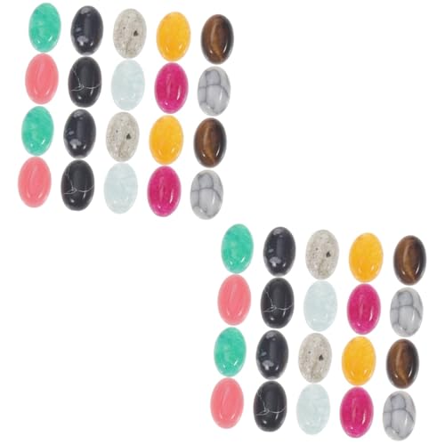 HOMSFOU 2 Sätze Natürliche Cabochons Edelsteine Flache Rückseite Diy Schmuck Zubehör Zufällige Farben Bastelarbeiten Und Dekorationen Zufällige Farbe 20 Stück * 2 von HOMSFOU