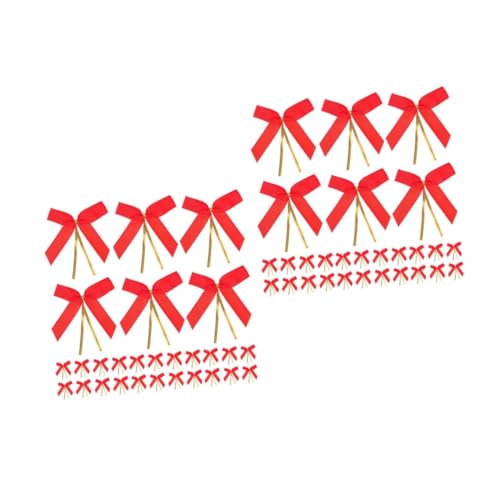 HOMSFOU 2 Sätze Rote Schleifen Doppelband Handmade Bowknot Dekoration Für Kuchen Und Bastelprojekte Und Haltbare Ribbed Bänder 50 Stück * 2 von HOMSFOU